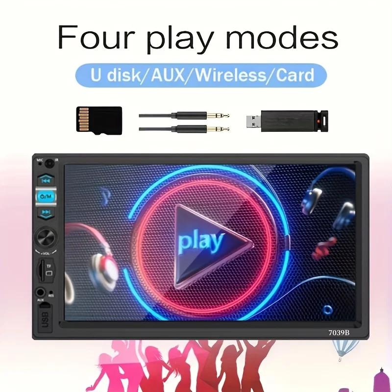 راديو ستيريو للسيارة عالي الدقة 7 بوصة 2Din MP5 مشغل وسائط متعددة مع FM/USB/ AUX، وظيفة SD، وصلة مرآة داعمة، نظام ستيريو للسيارة #5