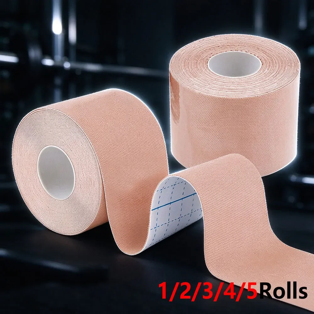 1/2/3/4/5Roll Uncut Kinetic Kinesiology Tape 5cm*5m, Sweatproof Waterproof Athletic Tape,Stretchy Adhesive Tape Fitness Training