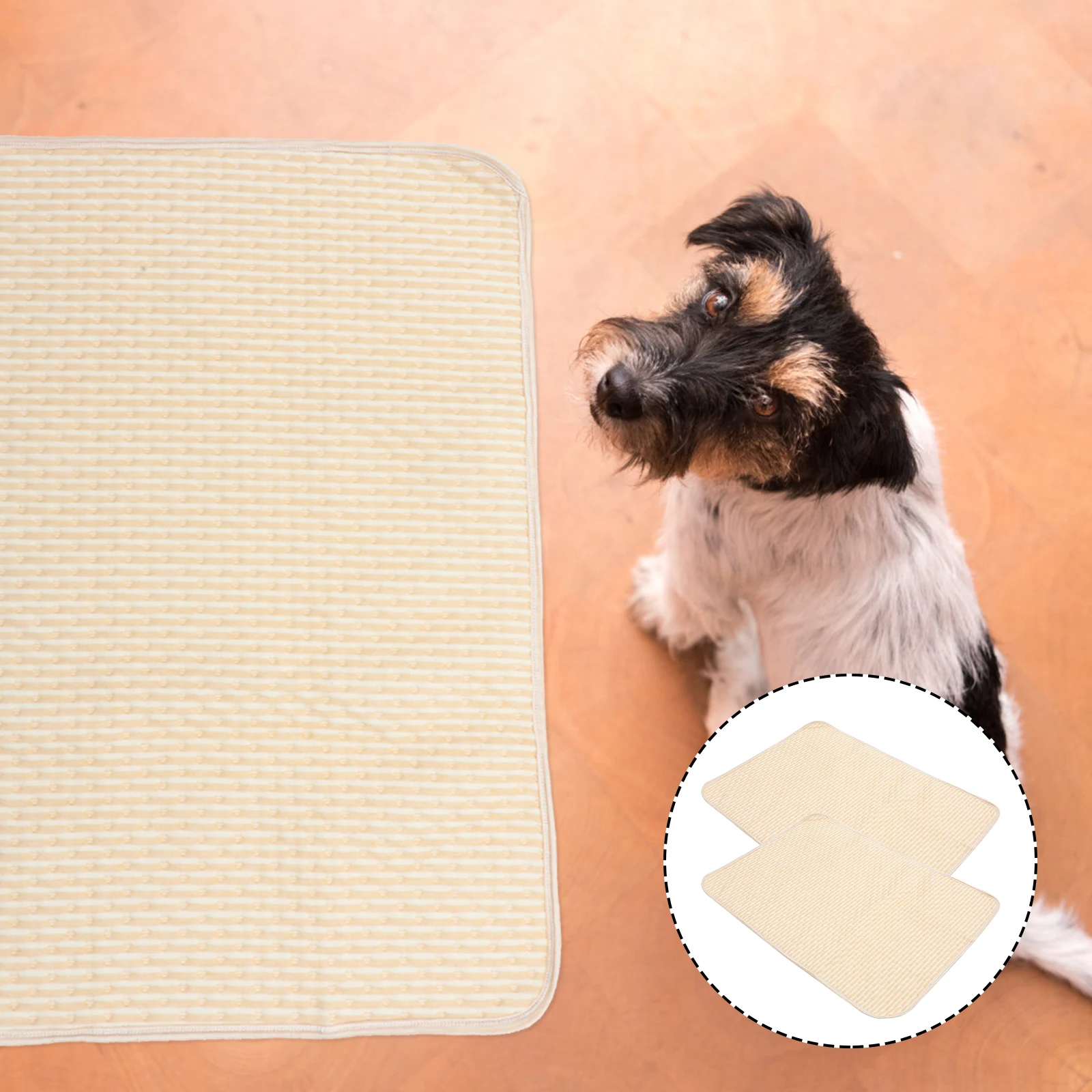 

2 Pcs Pet Pee Mat Washable Reusable Cotton High Absorbency Leakproof Guinea Pig Dog Pad Cage Liner for Home Travel Small Pet