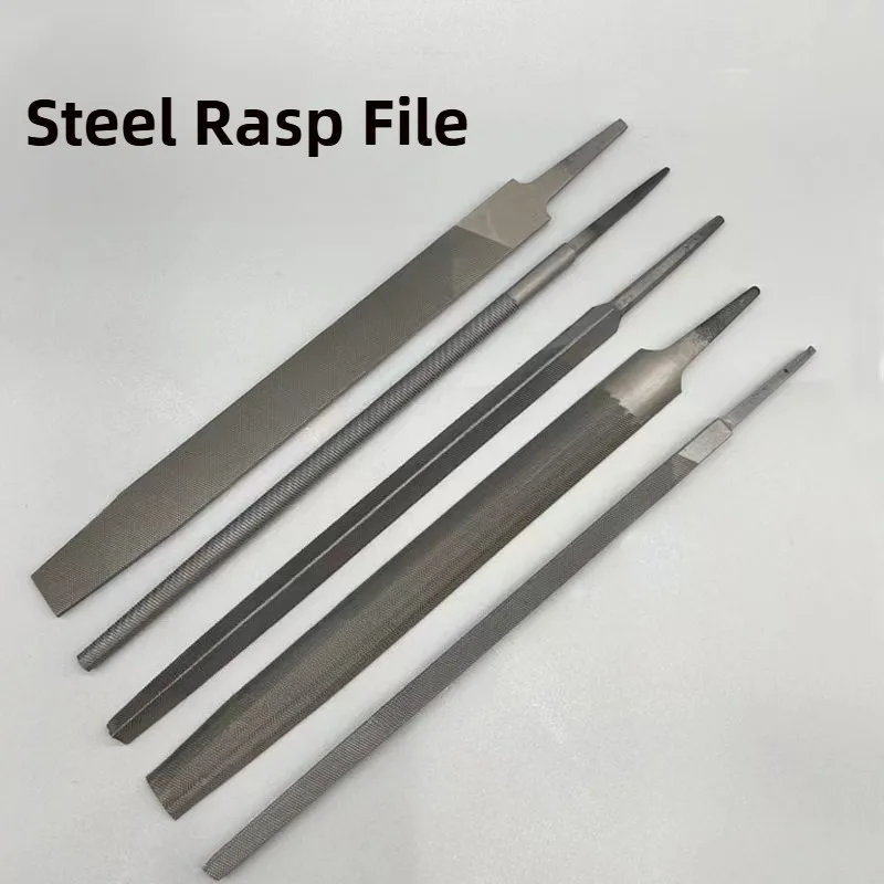 5Pcs 6 Inch Industrial Steel Files Set Flat/Round/Half Round/Triangle/Square For Metalworking Woodworking Steel Rasp File Flat