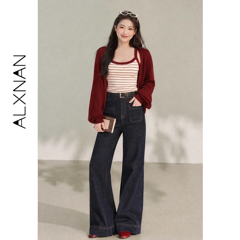 ALXNAN Plus Size Red Striped Knit Camis Women Fall Vintage Casual Sleeveless Knit Tops Short Slim-fit Camisole Female D12316BX