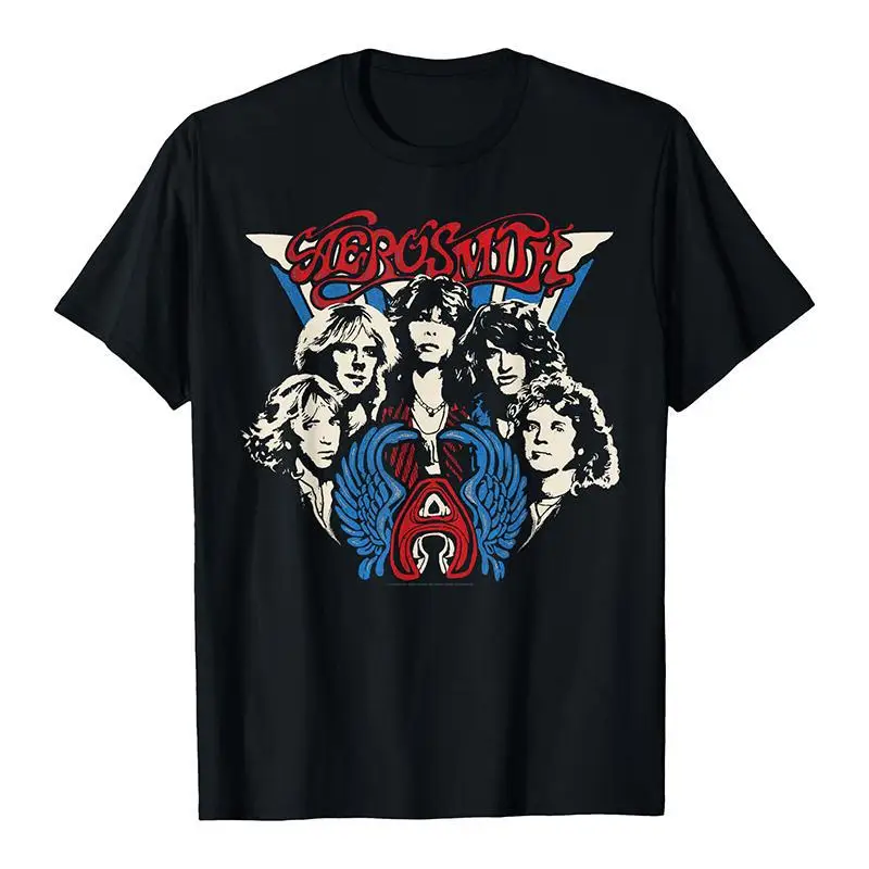 

Aerosmith Rock Band, летняя мужская футболка из 100% хлопка, удобная дышащая повседневная модная футболка, уличная уличная мужская одежда
