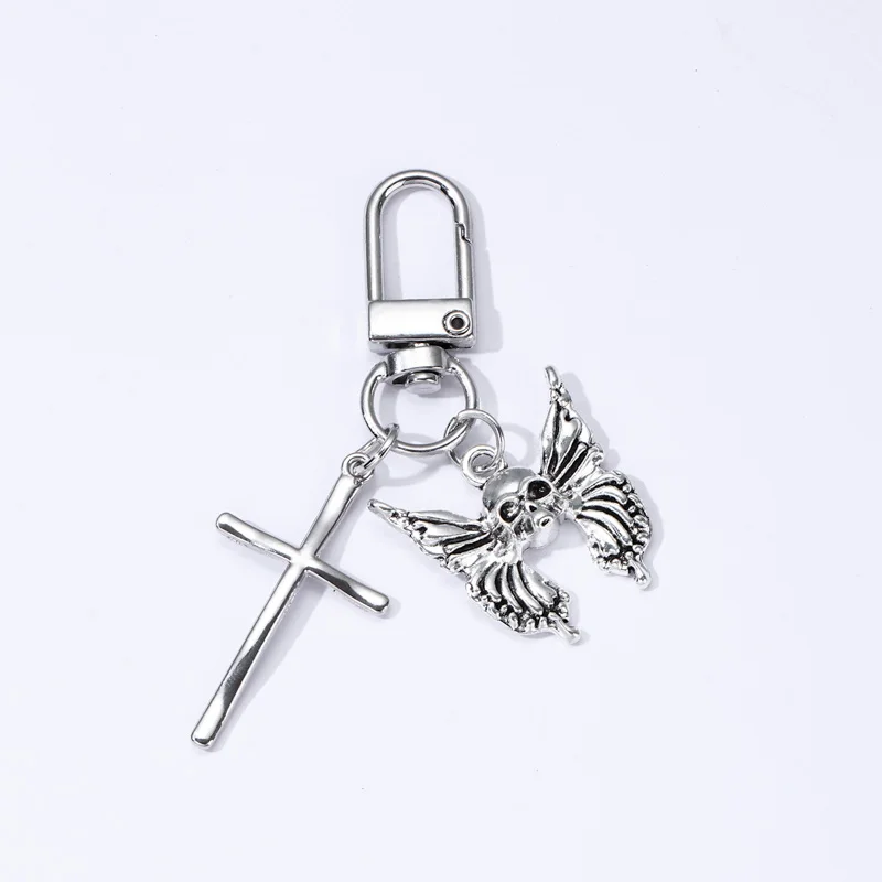 Punk Cross Skull Butterfly Keychains Gothic Animal Key Ring For Women Men Halloween Friendship Festval Gift Handamde DIY Jewelry