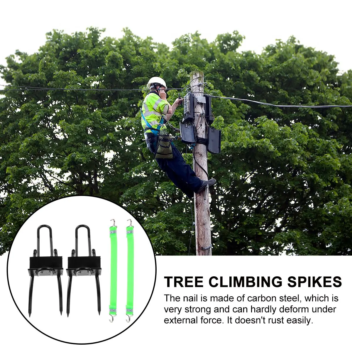 Tree Climbing Tool Spikes Shoes for Boots 100kg Carbon Steel Pole Climbing Stairs Practice Survival Hunting Essential Equipment