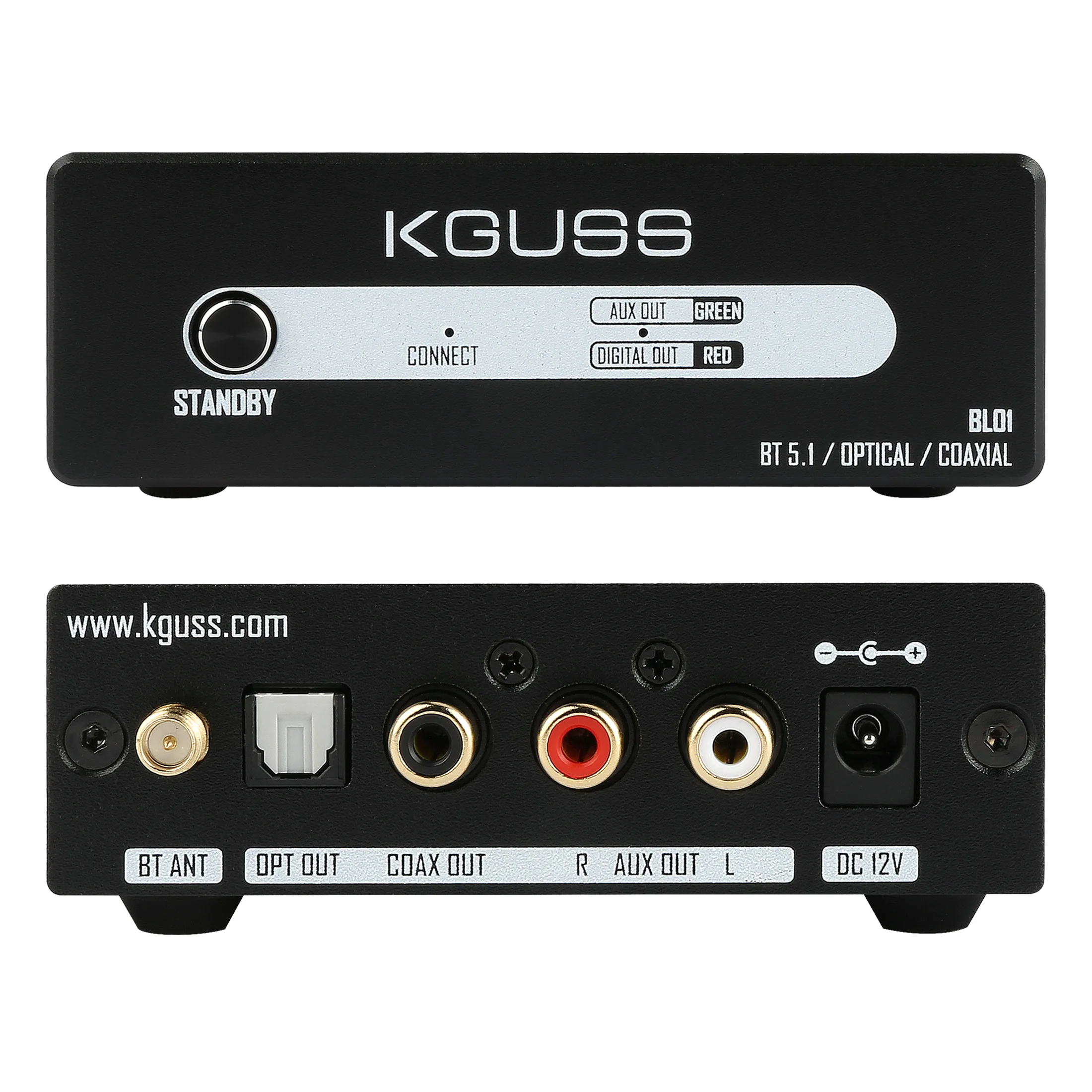 KGUSS BL01 بلوتوث 5.1 استقبال الصوت HIFI QCC3031 ضياع فك APTX HD الألياف محوري RCA الناتج DAC