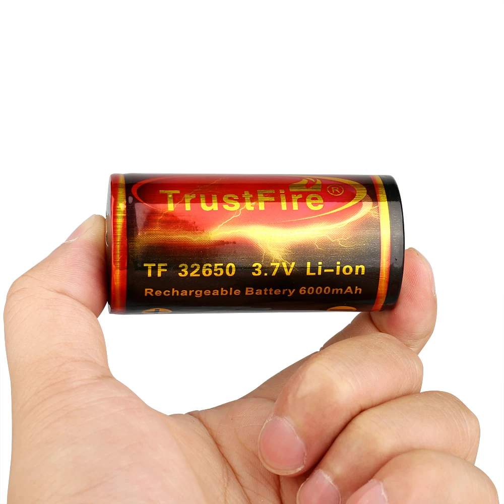 TrustFire High Capacity 6000mAh 32650 Lithium-ion Battery 3.7V Rechargeable Li ion Batteries with Protected Circuit Board Cells