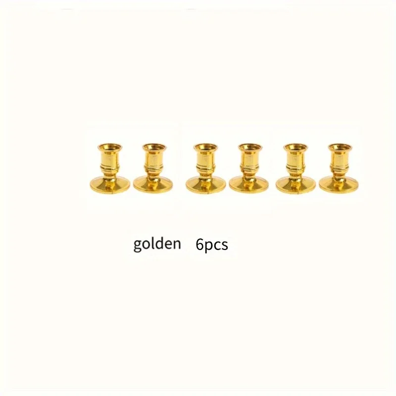 6pcs Taper Candle Holders Set Silver Gold Rod Wax Base Candlesticks for Wedding Party Festival Home Decor