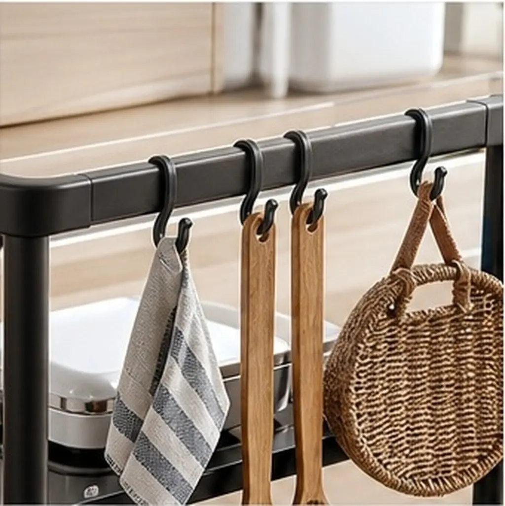12Pcs S Shaped Plastic Hooks Kitchen Storage Solution Versatile Hanging Organizer for Utensils Towels Baskets Pots Spice Jars
