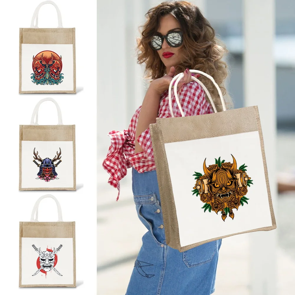 

Portable Shopping Bag Environmental Protection Lightweight Storage Bag Vintage Handbag Commuting Jute Bags Monster Series