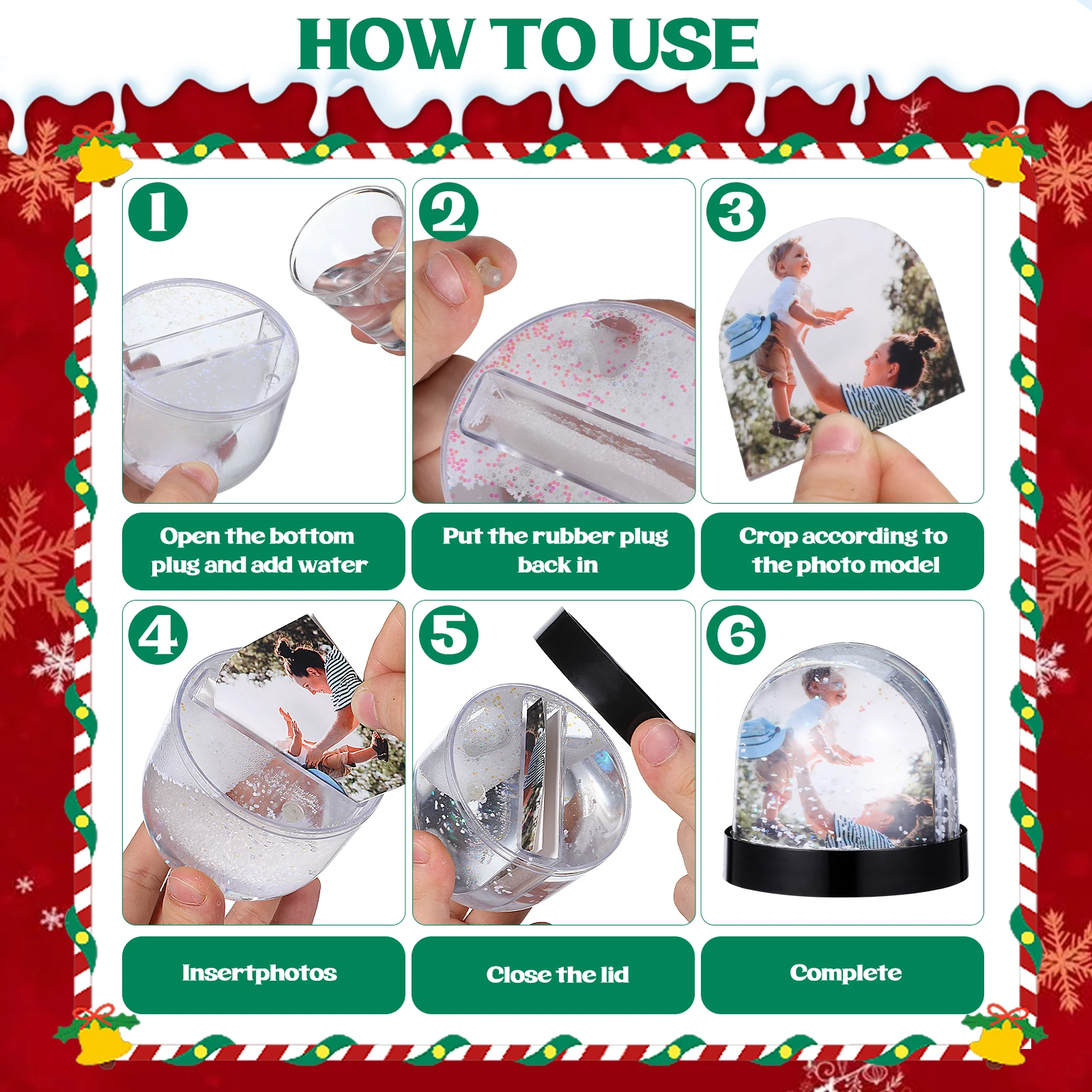 Plastic Snow Globe Photo Frame Gift