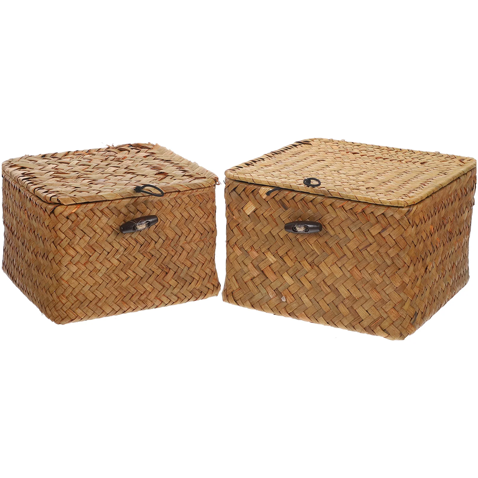 

2pcs Tissue Box Holders 30x20x11cm Retro Woven Baskets Decorative Storage Handmade Seaweed Napkin Household Organizer