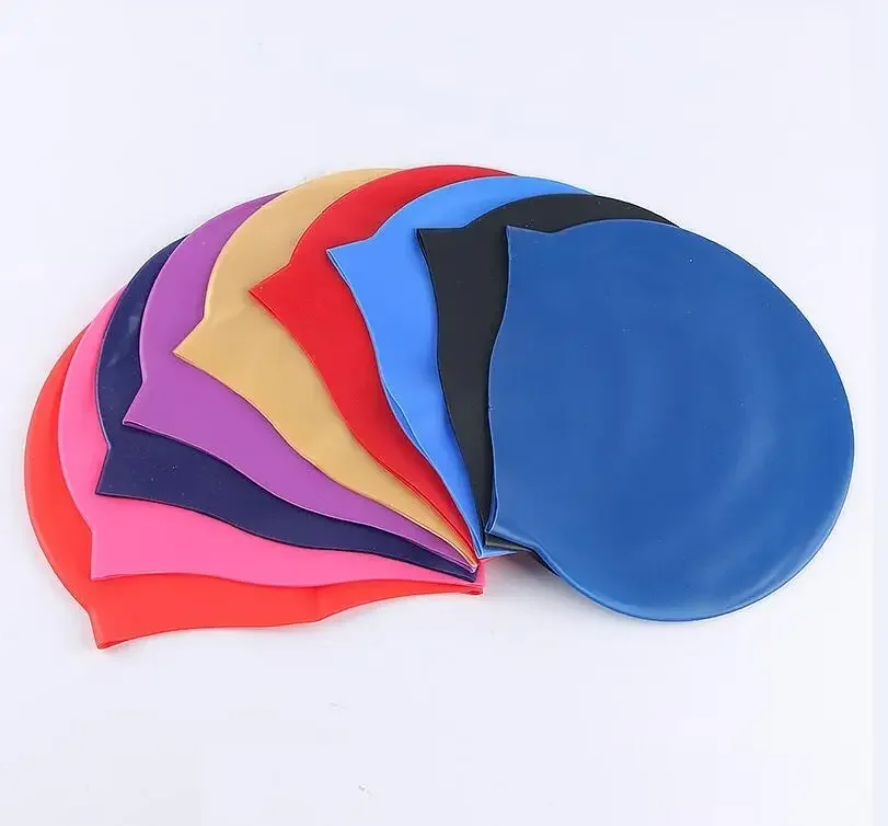 Custom logo Swimming Caps Durable Waterproof Good Elastic Silicone Swim Pool Cap for Adult