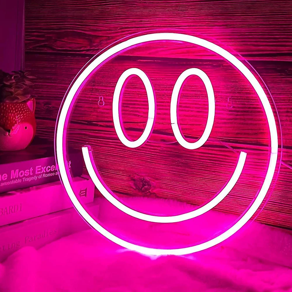 

Smile Neon Sign Happy Face LED Neon Light Bedroom Kids Room Neon Party Home Decoration Custom Lights Signs Birthday Gifts