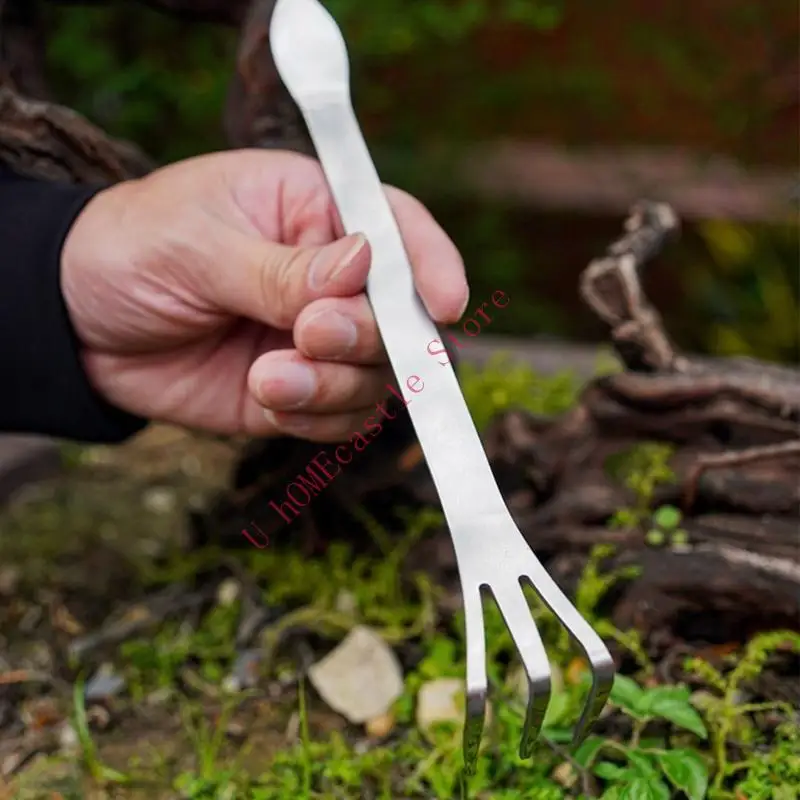 63HF 1/2Pcs Stainless Steel Bonsai Rakes 3 Prong Root Rakes with Spatula Gardening Tool for Indoor and Outdoor Plant Care