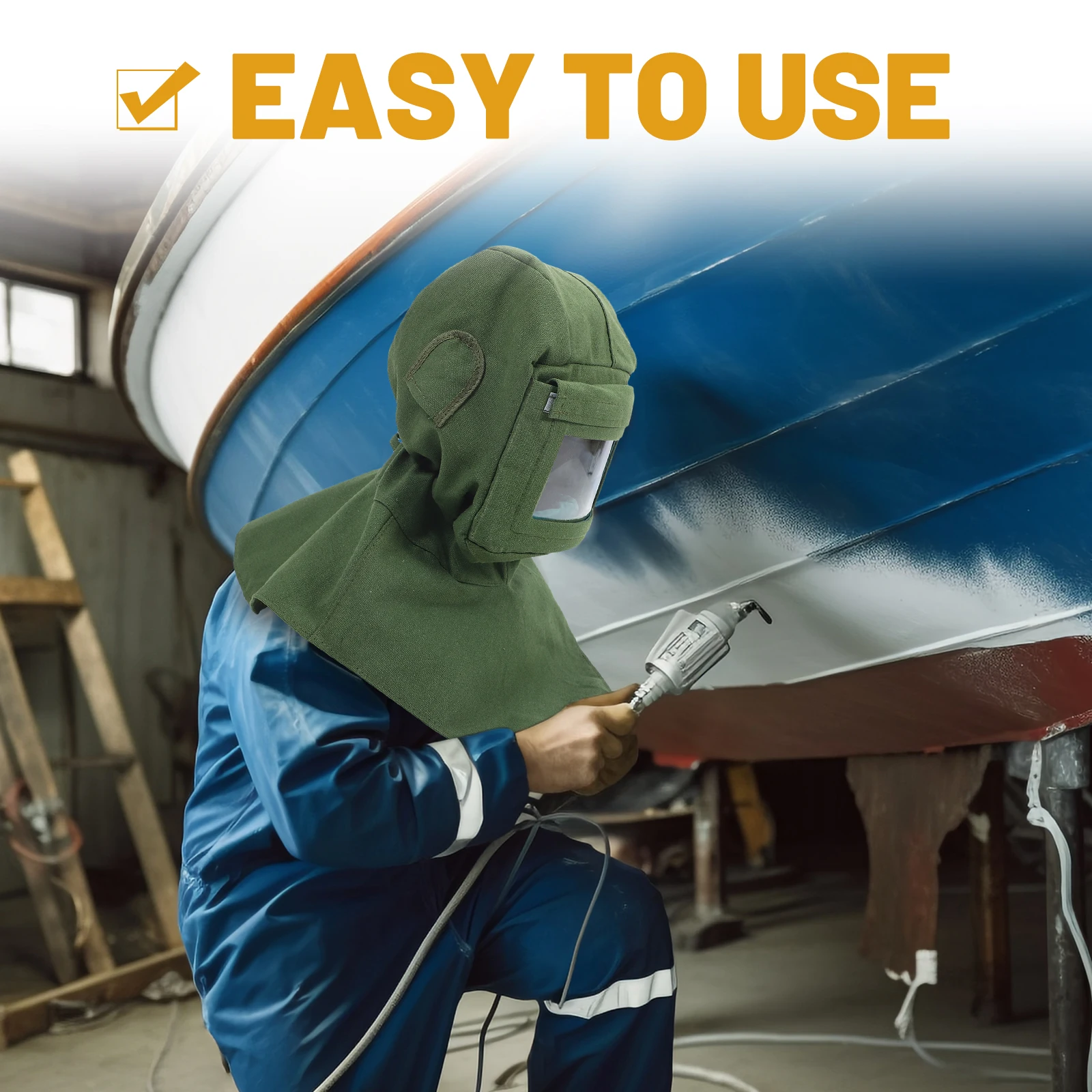 

Dust Cap Hood Shawl Protective Mask Full Coverage Anti Dust Canvas Sturdy Sandblasting Shawl With Face Mask Practical Health