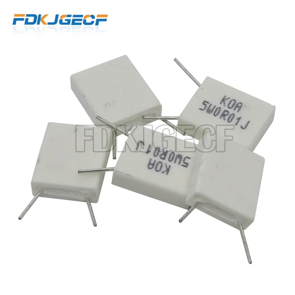 10pcs BPR56 5W resistor cerâmico Não-indutivo do cimento 0,01 0,02 0,05 0,15 0,25 0,47ohm 0.1R 0.22R 0.33R 0.2R 0.5R