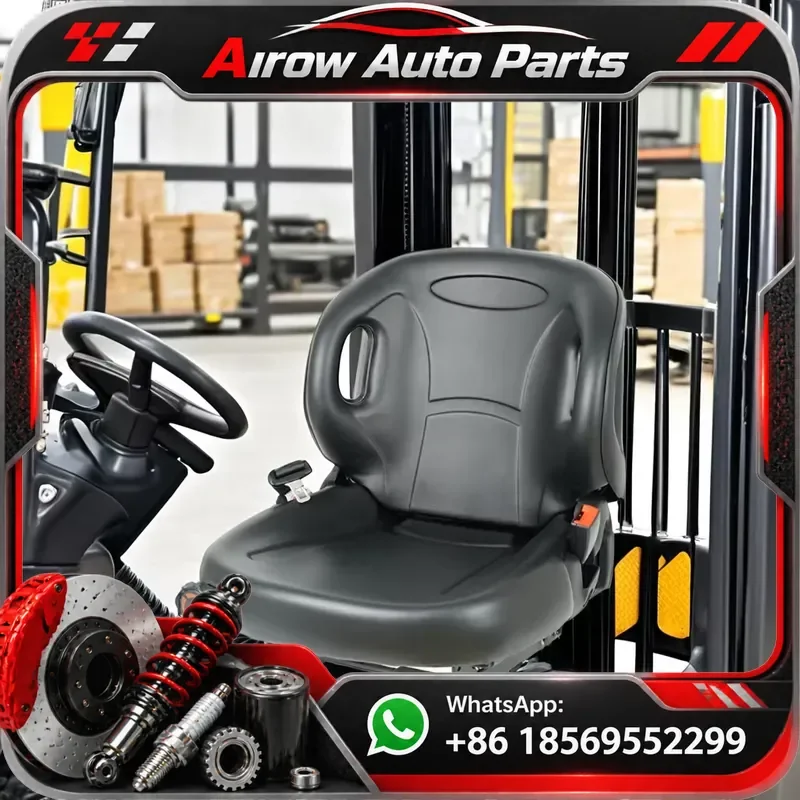 Universal Forklift Seat Adjustable Backrest Black PVC With Armrest For Tractor Loader Heavy Duty Comfortable Operator Chair