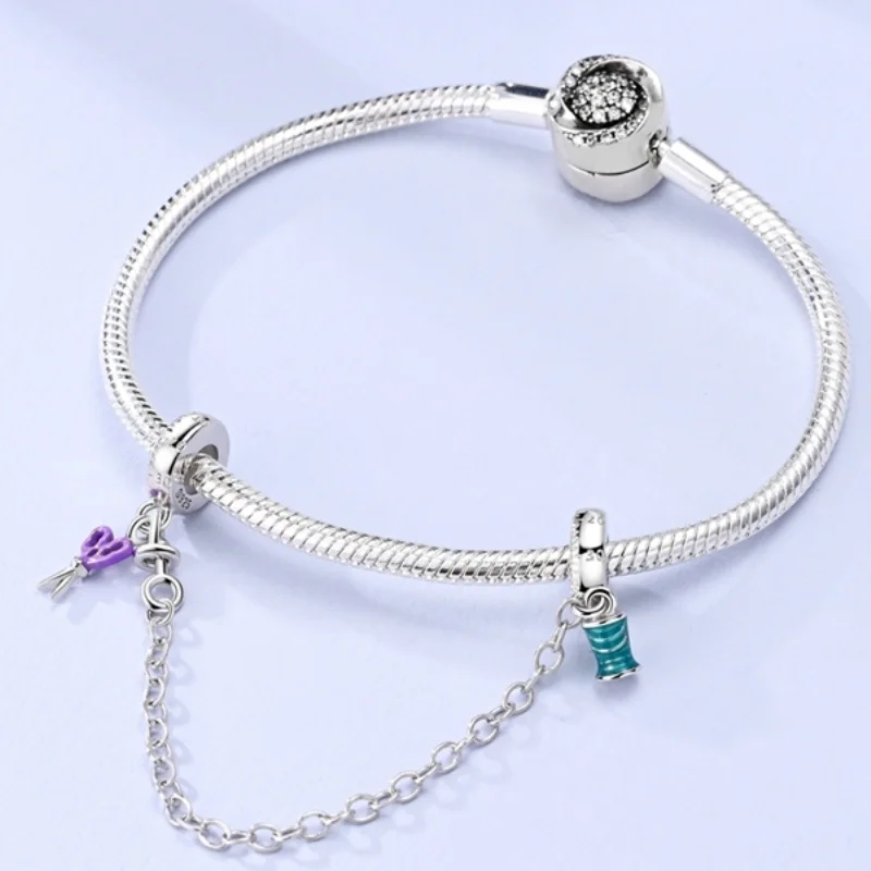 925 Sterling Silver Sewing Tool Charms Safety Shain Fit 3mm Original Bracelet DIY Women Fashion Exquisite Birthday Jewelry Gifts