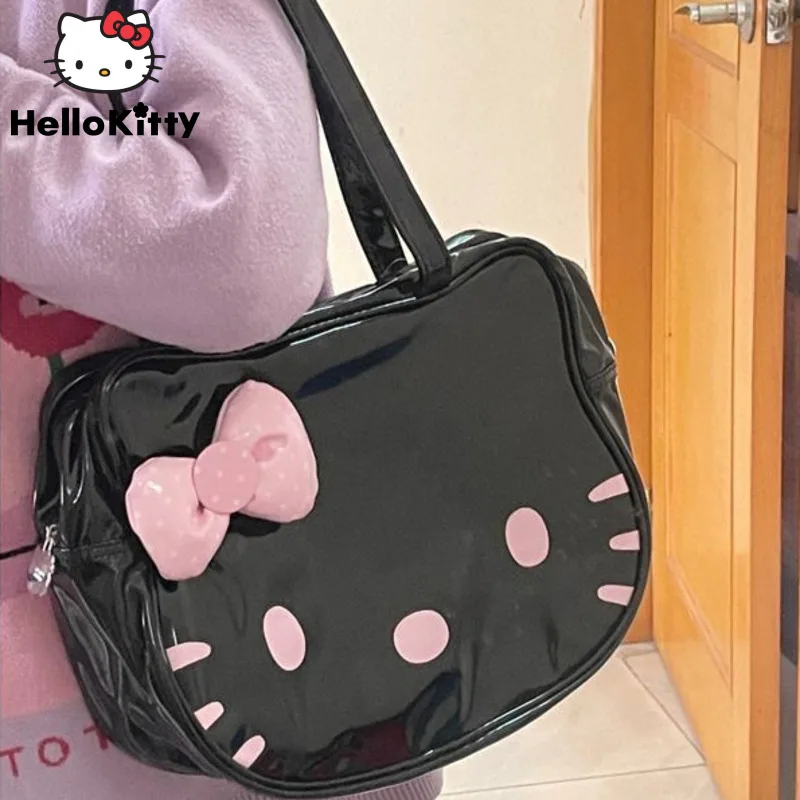 Sanrio Hello Kitty Academy Style Bow Cartoon Bag New Portable Japanese Style Handbag Y2k Student Lightweight Large Capacity Tote