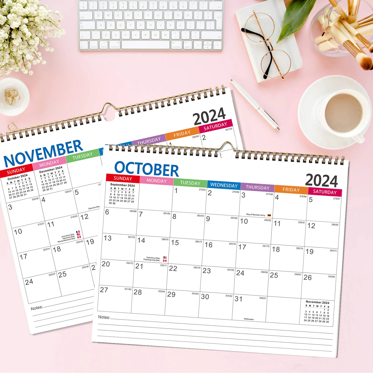 1Set Wall Calendar 2024-2025 - 18 Month to View Wall Planner Calendar From July.2024 - Dec.2025