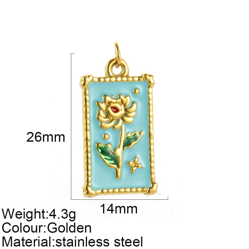 High quality Y2K enamel cute golden stainless steel charms heart-shaped flower DIY keychain necklace women's jewelry gift