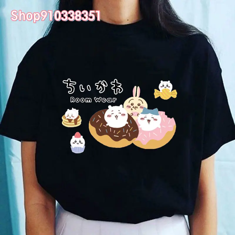 Women T-shirt 90s Chiikawas Streetwear Kawaii Hachiware Usagi Casual Tops Women's T Shirt Japan Anime Print Y2K Goth Punk