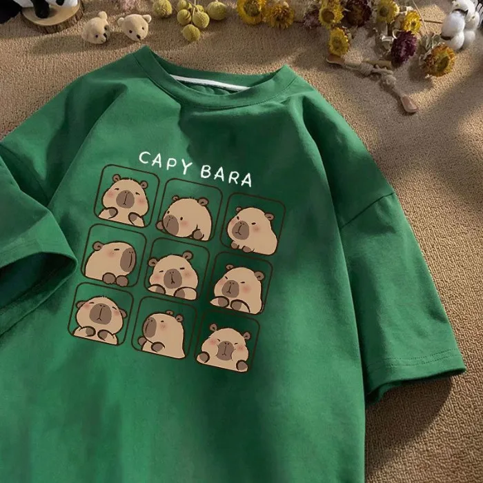 Loose Cute Cartoon Summer Short Sleeved T-shirt for Women's Casual Versatile Round Neck Men's Top image 5