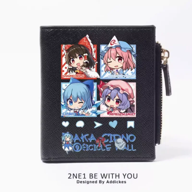 Touhou Project Hakurei Reimu Cirno Anime Fashion Wallet PU Purse Card Coin Zipper Money Bag Cosplay Gift B536