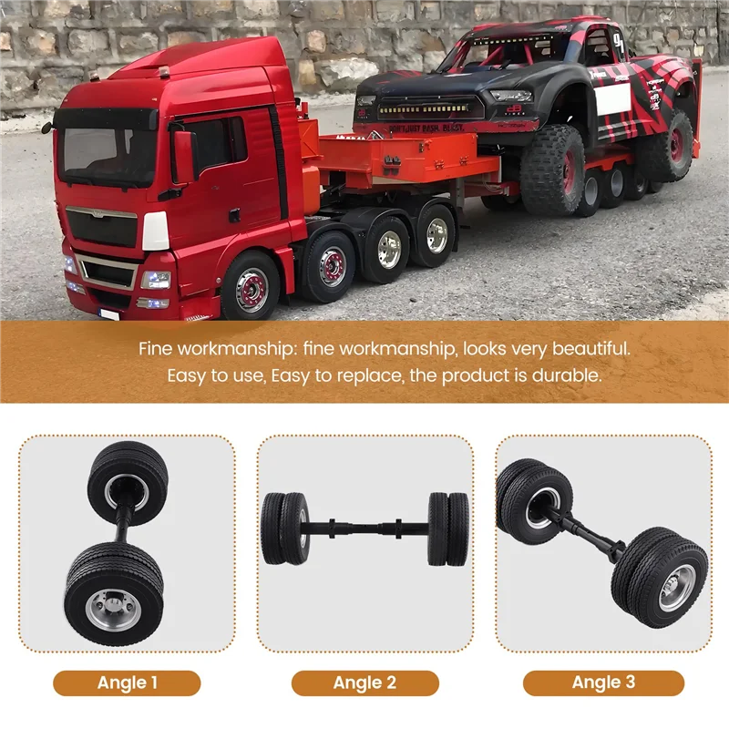 A04F-4 Stück Gummireifen ohne Power-Antriebswelle für 1/14 Tamiya-RC LKW Auto 770S 3363 FH16 MAN Diy Teile