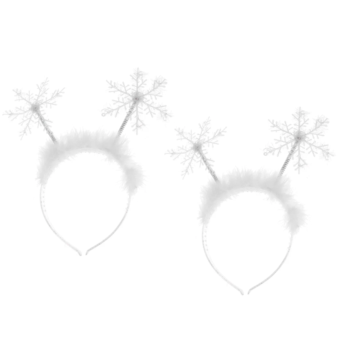 2 Pcs Santa Decor Snowflakes Hair Band Car Feather Headdress Christmas Hoop Bride White