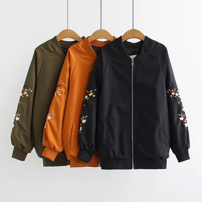 معطف نسائي بمقاس كبير، معطف عصري، تطريز للذراع، جيب فضفاض بياقة واقفة في الخريف والشتاء، طراز جديد. #5