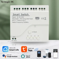 Tuya Smart 4 Channel Dry Contact Switch Module 7-32V/85-250V AC 220V 10A Wifi Relay Supports Compatible with Alexa Google Home
