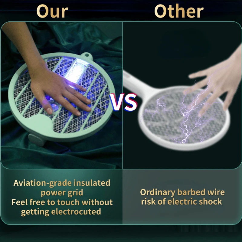 3000V Mosquito Killer Lamp 4In1 Mosquito Swatter Killer Angle Adjustable Electric Insect Bug Zapper USB Radiationless Flies Trap