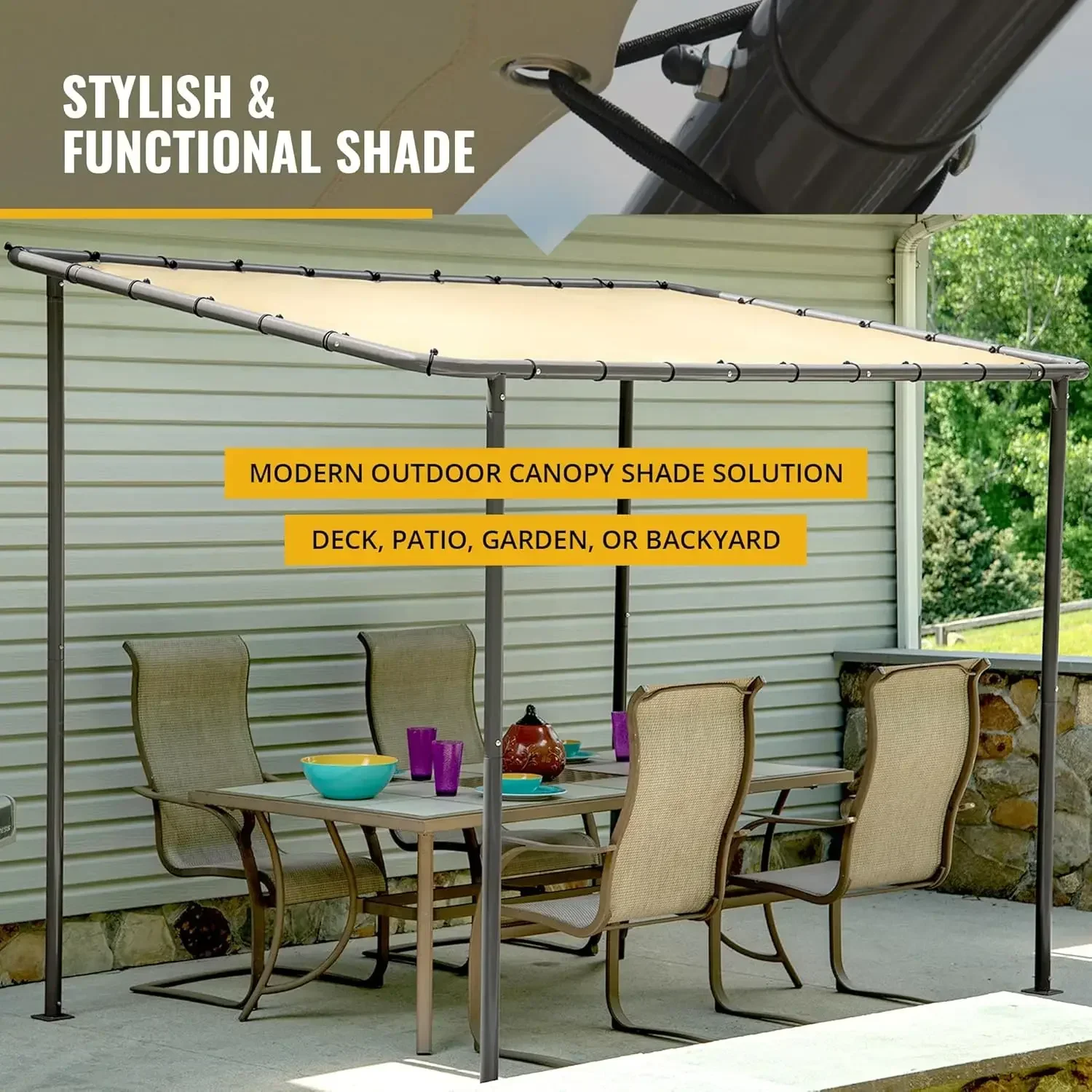 ShelterLogic 10' x 6' Solano Gazebo Canopy Charcoal Carbon Steel Frame and Water-Resistant and Sun Protection Tan Cover