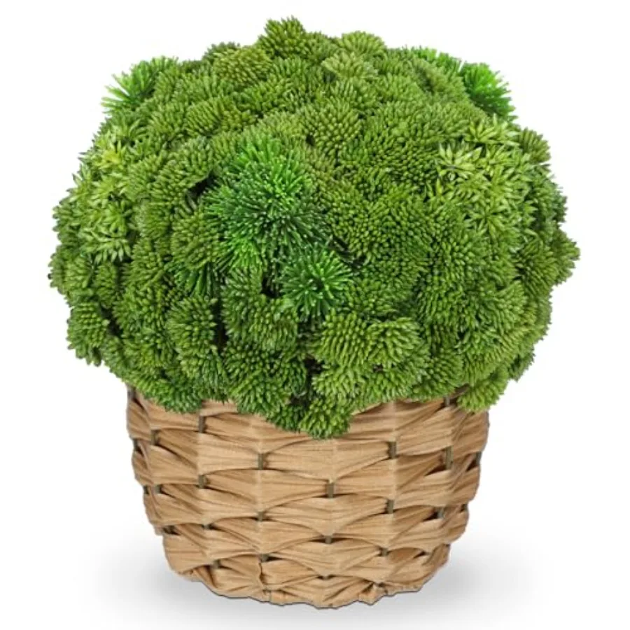 

Искусственная большая композиция из суккулентов с корзиной из ротанга, имитация растений для дома, офиса, комнаты, стола, центральное украшение