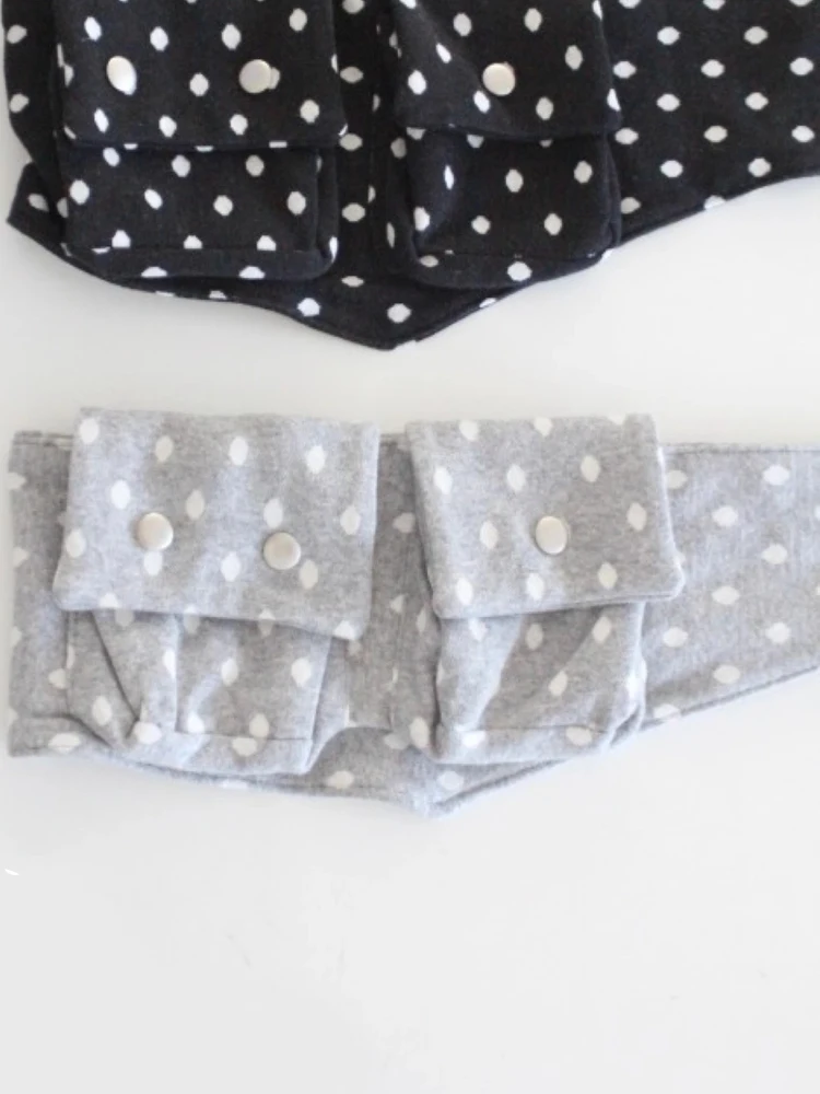 

Retro Japanese Polka Dot ket Button Design Waist Bag Versatile Layering Waist Belt Cute Sle Casual Crossbody Bag