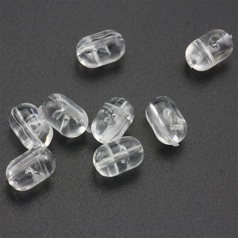 100/200PCS Transparent Clear Oval Cross Hole Beads Sabiki Rig DIY Jumper Link Beads 3 Way Connector 2 Hole Beans Fishing Tools