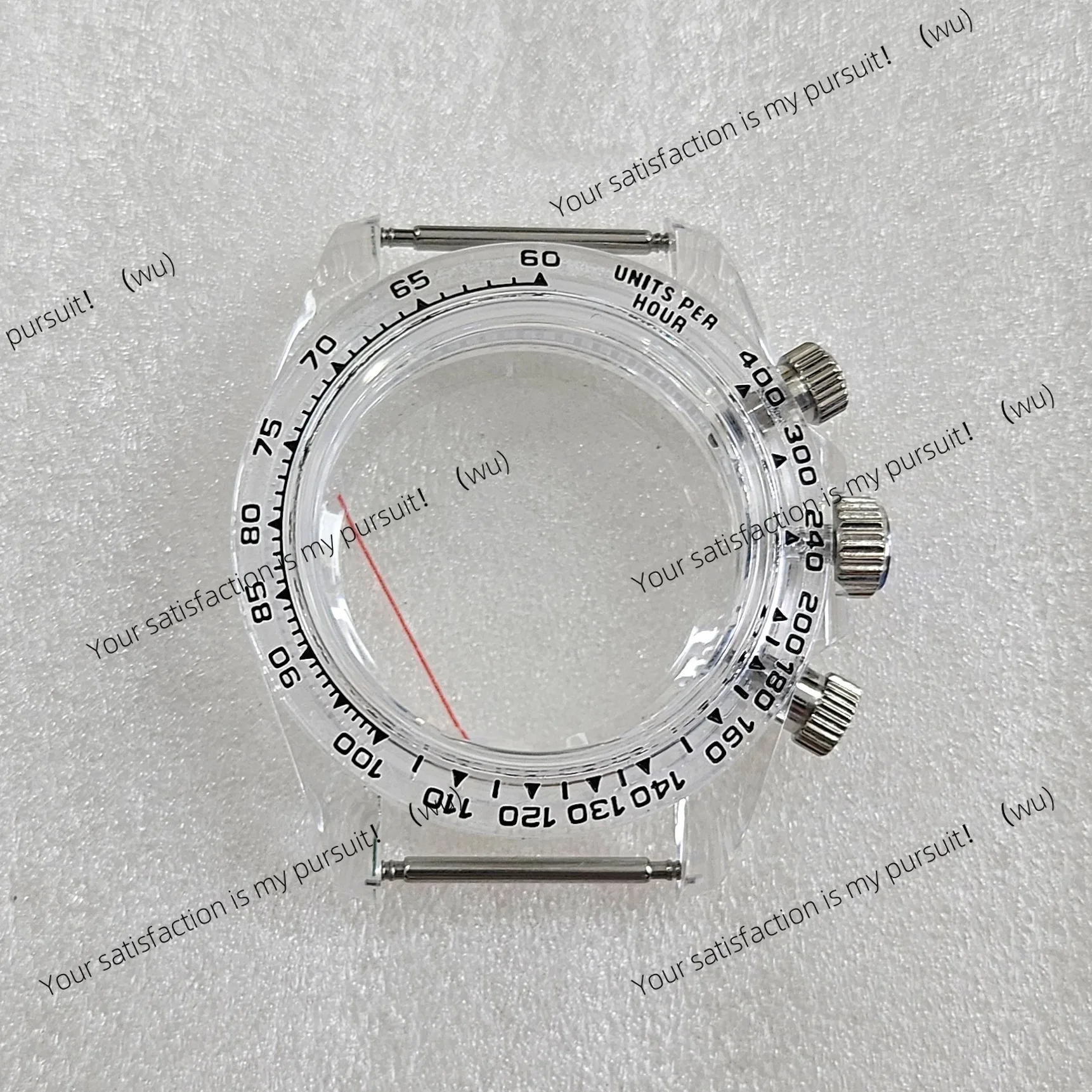 Watch accessories 39MM diameter transparent rubber case acrylic glass fitting quartz VK63 movement