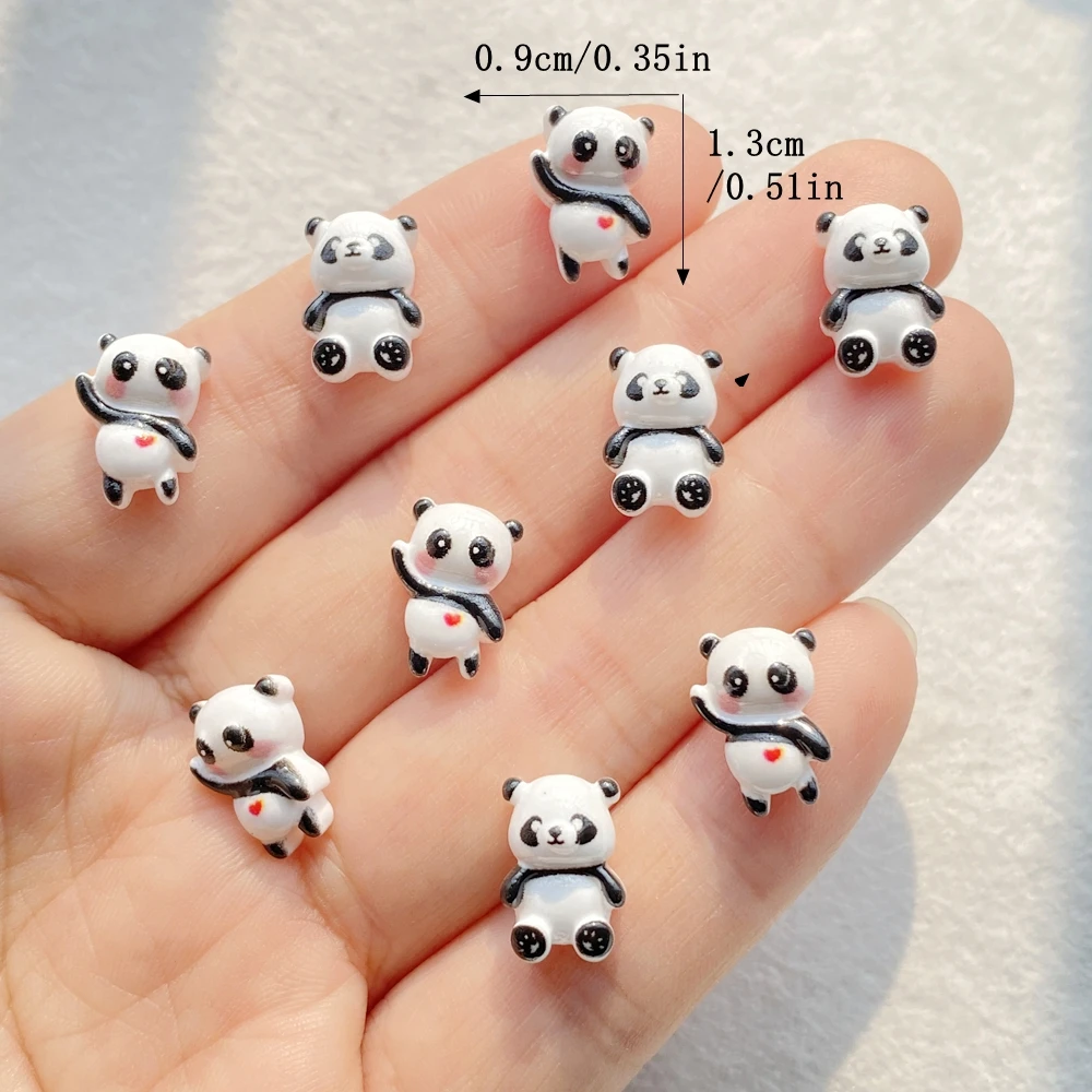 30 pezzi di resina colorata Kawaii mini cartone animato dipinto panda rosso nail art figurine di pietra con retro piatto scrapbook gioielli fai da