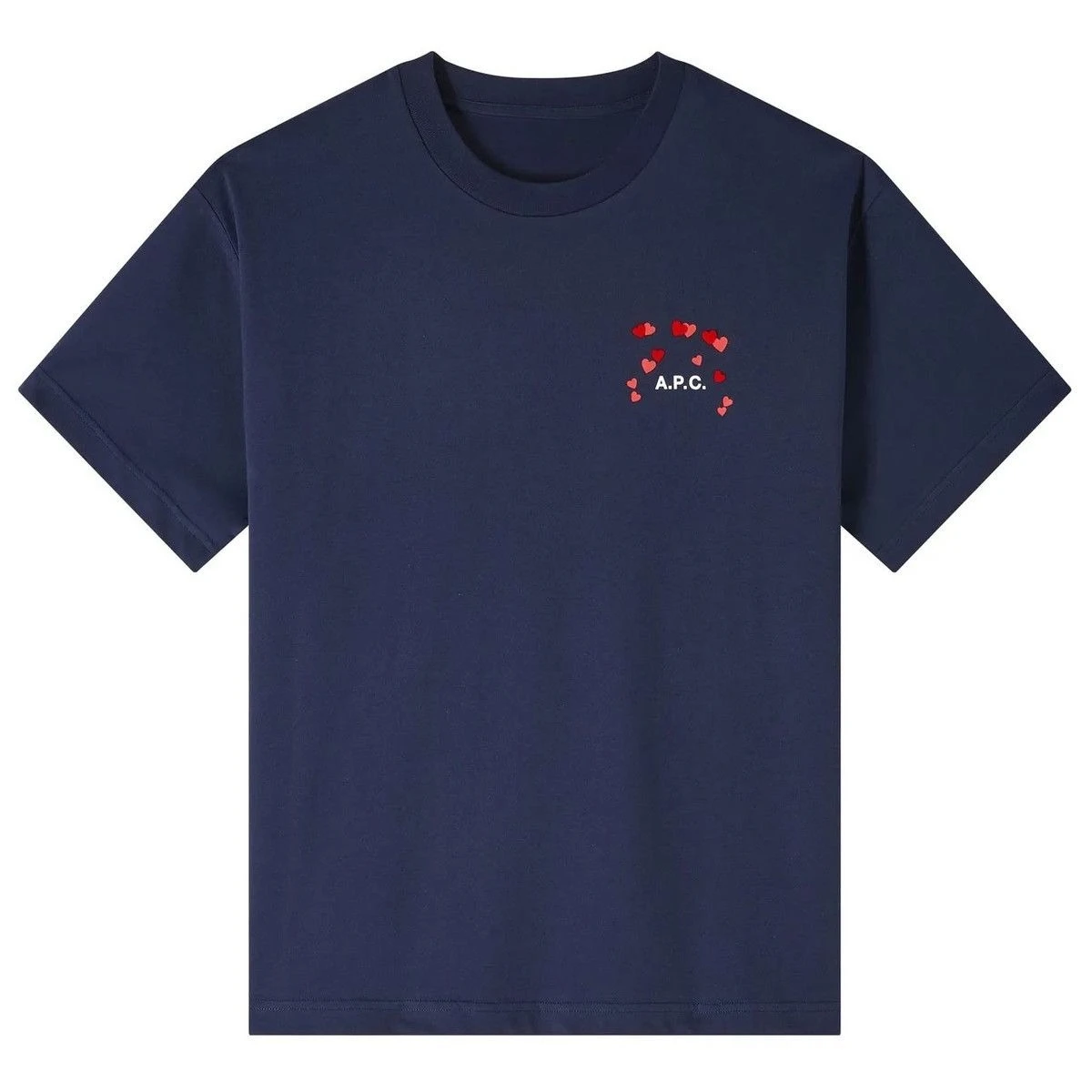New Short-sleeved T-shirts with Heart-shaped Pattern Printed Cotton for Men and Women Popular in Japan and South Korea
