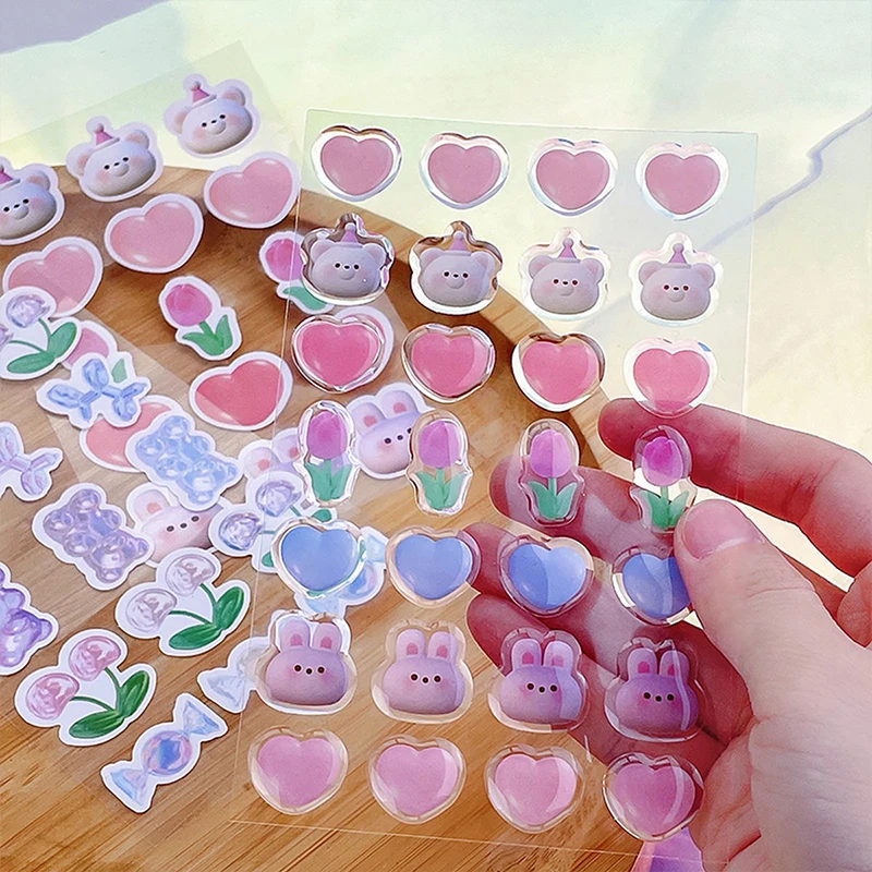 1pc 3d Cute Three-dimensional Drop Glue Stickers Korean Kawaii DIY Material Hand Account Decorative Stickers Stationery Supplies