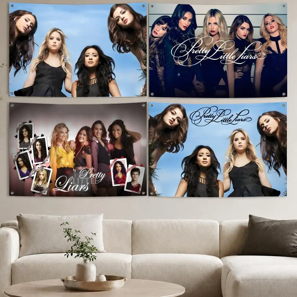 P-Pretty Little L-Liars TV Flags Aesthetic Wall Tapestry Printed Wall Hanging Living Room Party Outdoor Decor