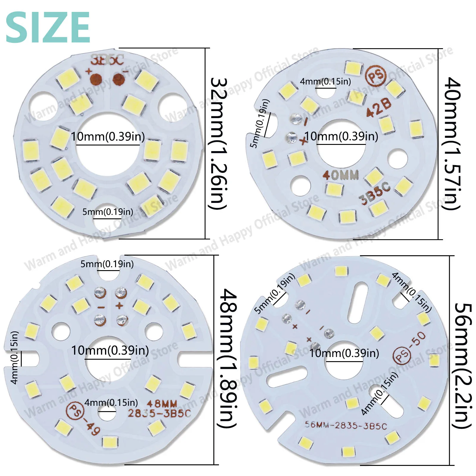 5W LED Bulb SMD 2835 Board Circular 32mm 40mm 48mm 56mm DC14.5-15.5V Light Source Board LED Tube Light Chip Spotlight Accessory