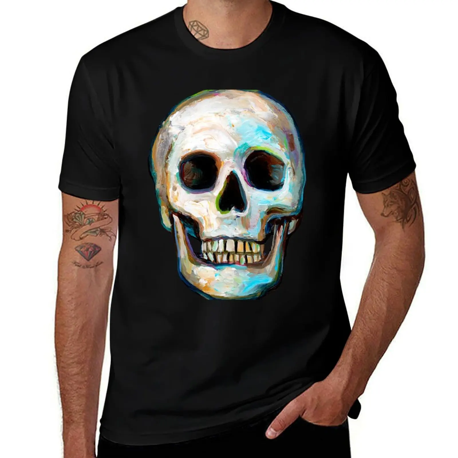 

Psychedelic Skull Painting T-Shirt man t shirt summer mens graphic t shirts cotton tshirt 100% T-Shirt