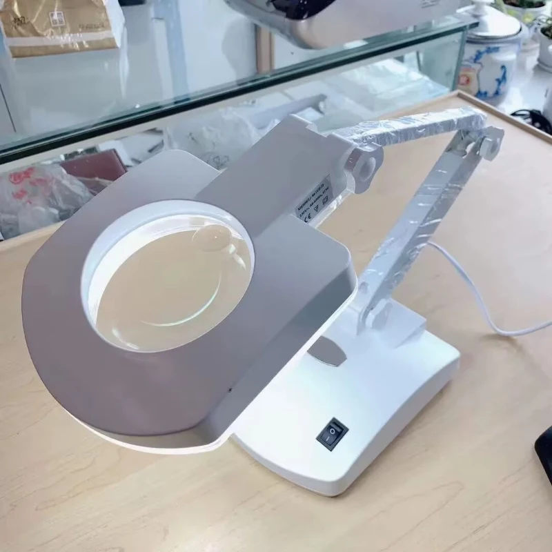 3X 8X 56LED Desktop Magnifying Glass with LED Lights Helping Hands Folding Loupe for Reading and Repair Desk Lamp Magnifier