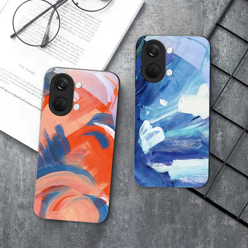 Coque de téléphone en verre à texture dégradée superposée pour OnePlus Nord CE 2T 2 3 Lite N20 N30 7T 8 8T 9 10 Pro 11R 12R 13R Ace 2 3 2V 5 Pro