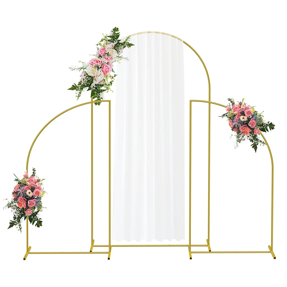 

3Pcs/Set Wedding Arch Background Rack Metal Wedding Baby Shower Outdoor Birthday Party Garden Flower Balloon Arch Decoration