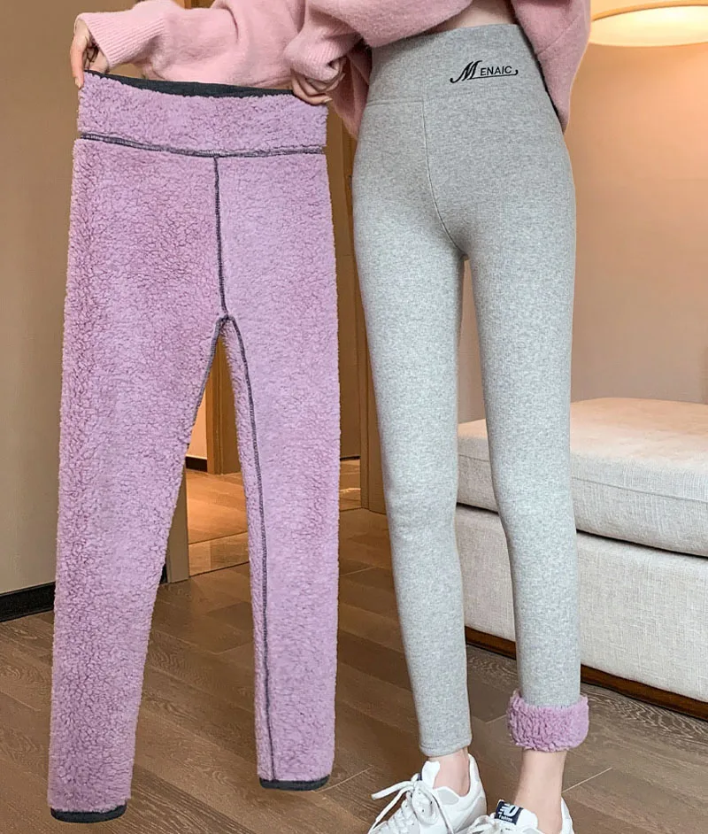 Leggings de inverno senhoras térmica engrossar velo calças femininas cintura alta cores sólidas magro com nervuras calças casuais elástico leggins novo