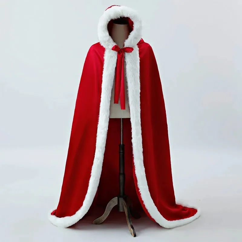 

Red Winter Long Warm Wedding Capes White Wedding Cloak Floor Length Bride Shawl Faux Fur Cape Coat Adult Bridal Wrap Windbreaker