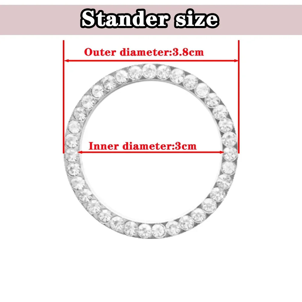 Car Start Switch Button Auto Decorative Diamond Stickers Rhinestone Ring Circle Trims Protective Cover Car Interior Accessories